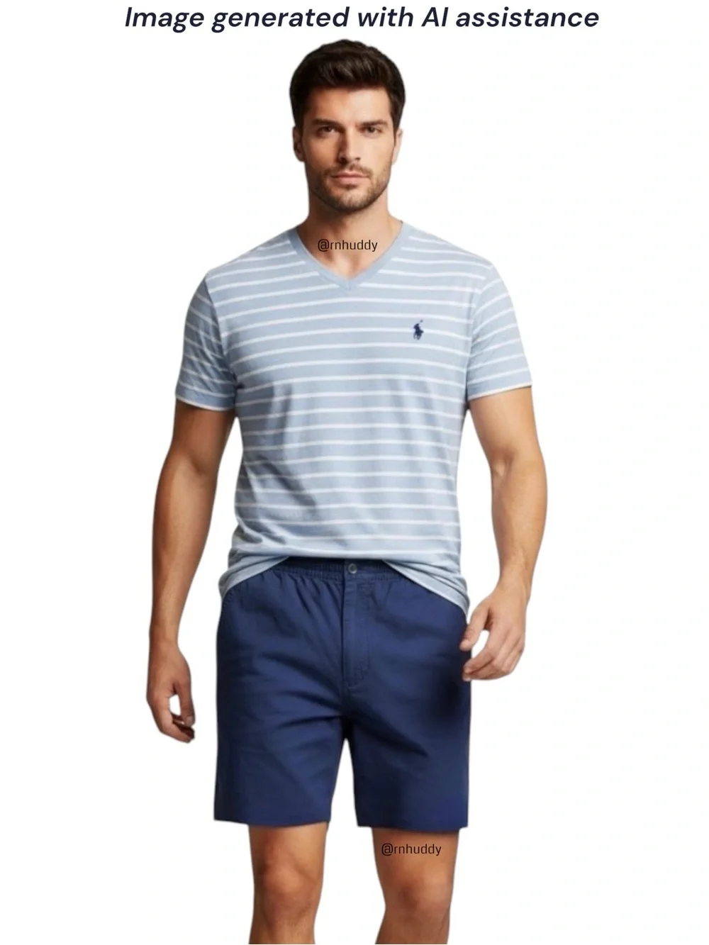 Polo Ralph Lauren men’s XL blue & white striped cotton v-neck tee
